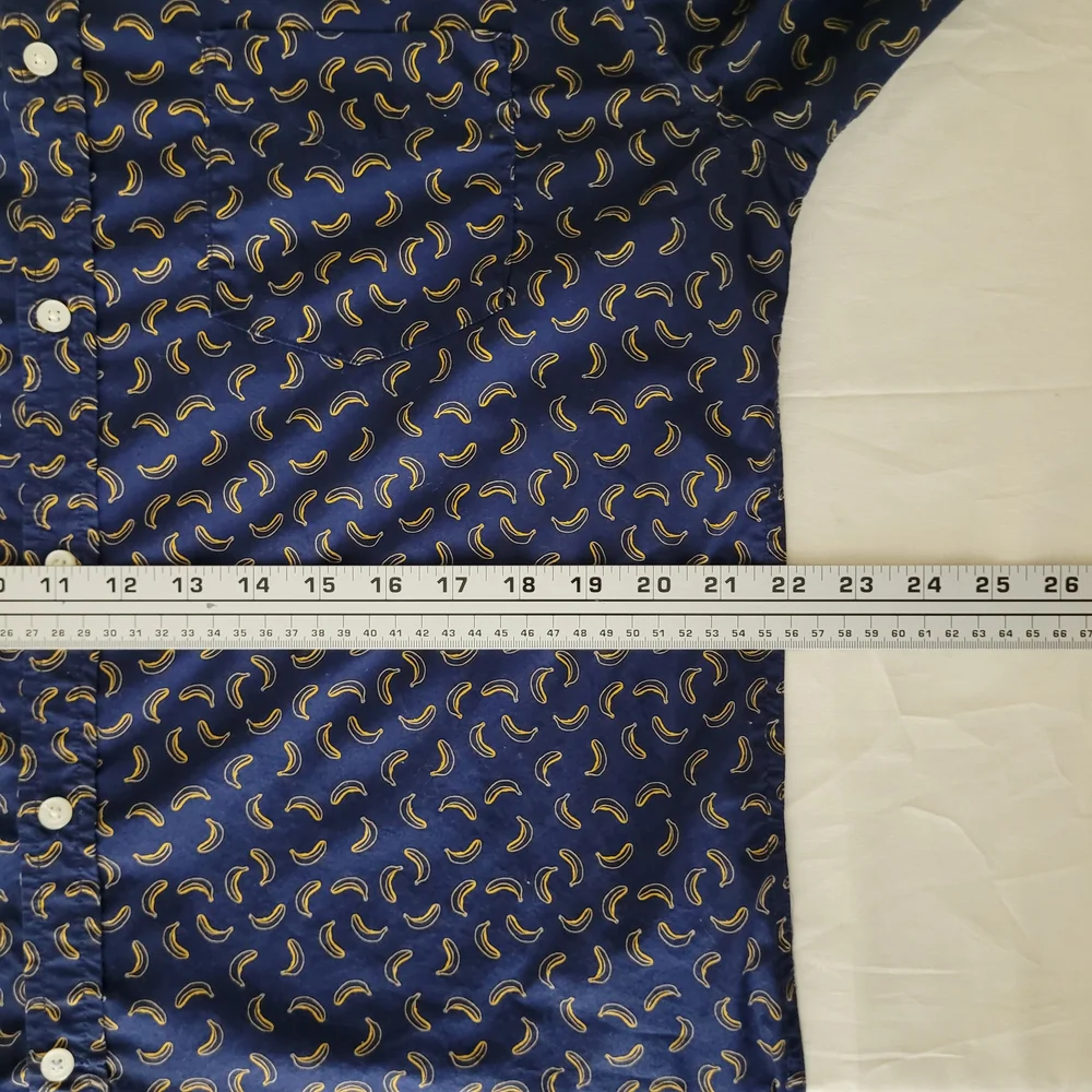 Banana Republic Mens L Luxe Poplin‎ Slim Fit Fruit Graphic Shirt Preppy Casual